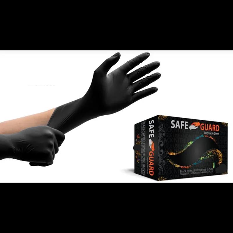 Safe Guard Gloves XL Black 5MIL Nitrile 100 Count/Box 10 Box/Case