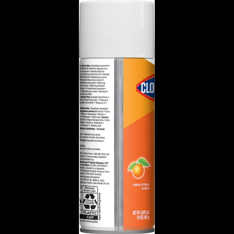 Clorox® 4 in One Fresh Citrus One-Step Disinfectant Deodorizer 14 FLOZ Multi Surface Aerosol Antibacterial 12/Case