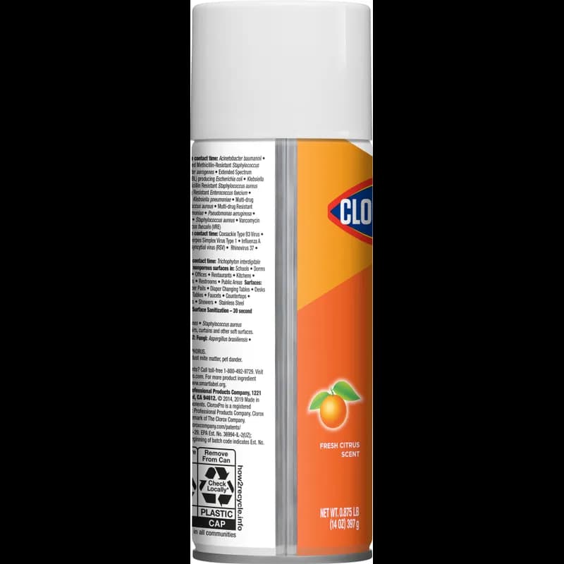 Clorox® 4 in One Fresh Citrus One-Step Disinfectant Deodorizer 14 FLOZ Multi Surface Aerosol Antibacterial 12/Case