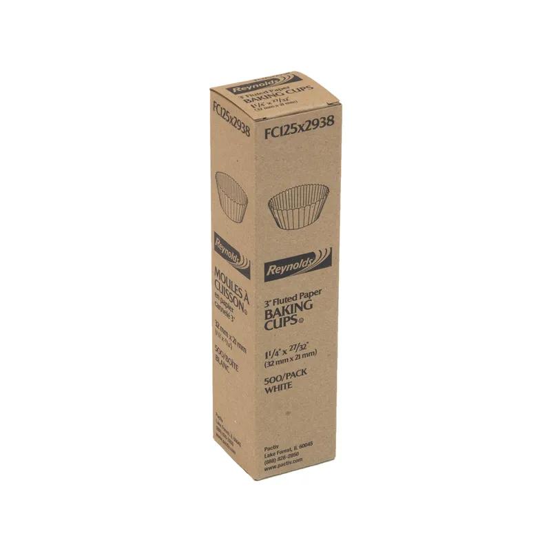 Baking Cup 1.25X2.938 IN Paper White Round Fluted 10000/Case