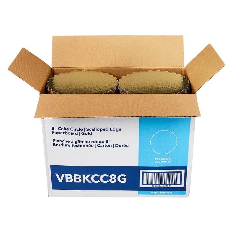 Victoria Bay Cake Circle 8 IN Paper Gold Round Scalloped 200/Case