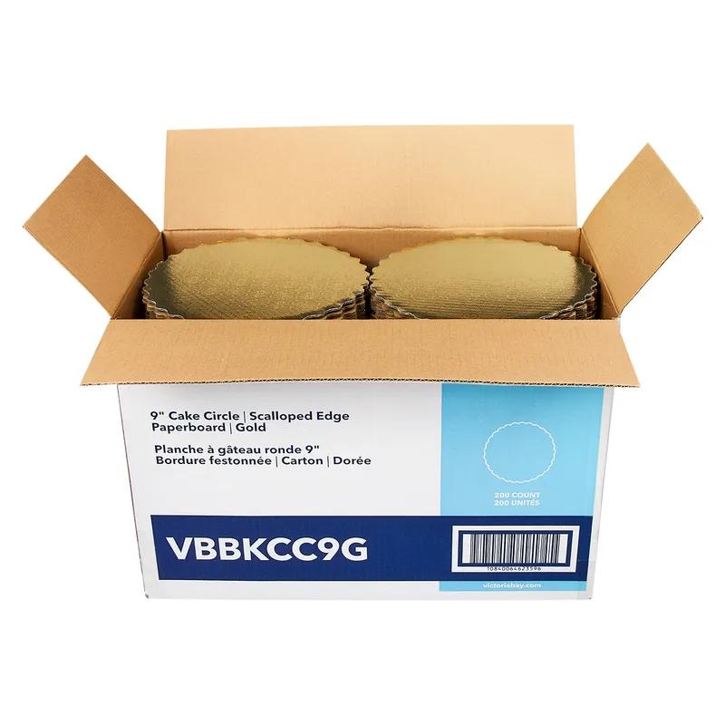Victoria Bay Cake Circle 9 IN Paper Gold Round Scalloped 200/Case