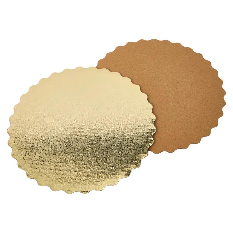 Victoria Bay Cake Circle 9 IN Paper Gold Round Scalloped 200/Case
