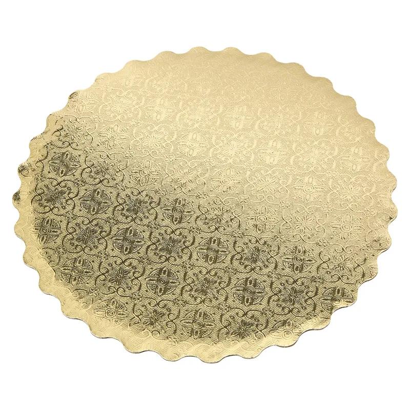 Victoria Bay Cake Circle 9 IN Paper Gold Round Scalloped 200/Case