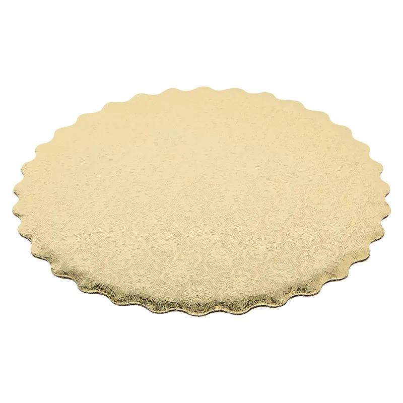 Victoria Bay Cake Circle 9 IN Paper Gold Round Scalloped 200/Case