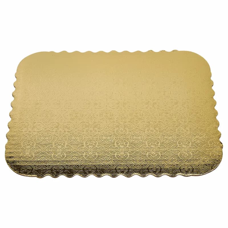 Victoria Bay Cake Board 1/8 Size Paper Gold Rectangle Scalloped 200/Case