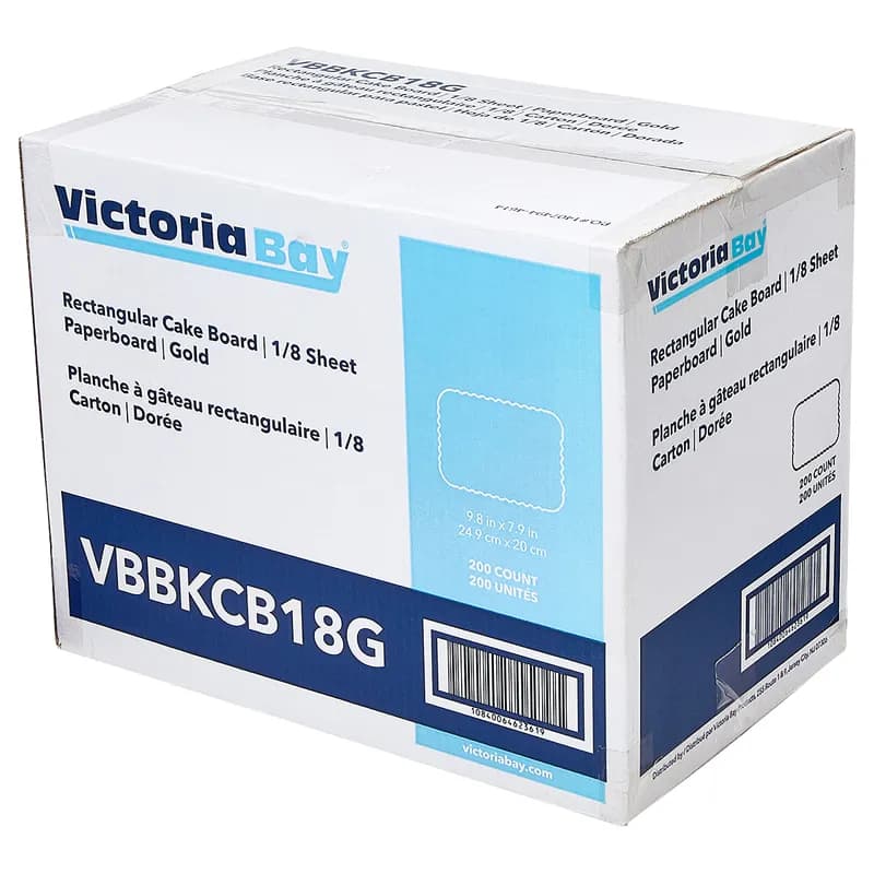 Victoria Bay Cake Board 1/8 Size Paper Gold Rectangle Scalloped 200/Case