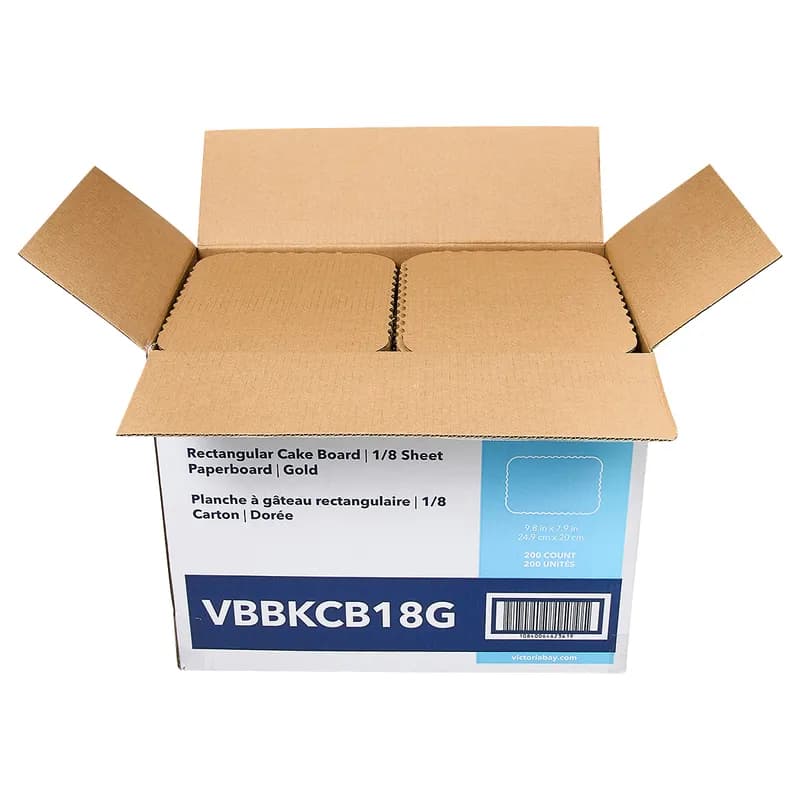 Victoria Bay Cake Board 1/8 Size Paper Gold Rectangle Scalloped 200/Case