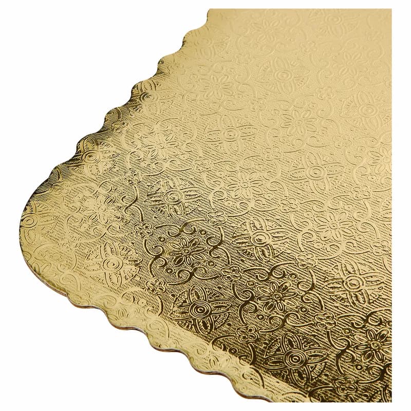 Victoria Bay Cake Board 1/8 Size Paper Gold Rectangle Scalloped 200/Case