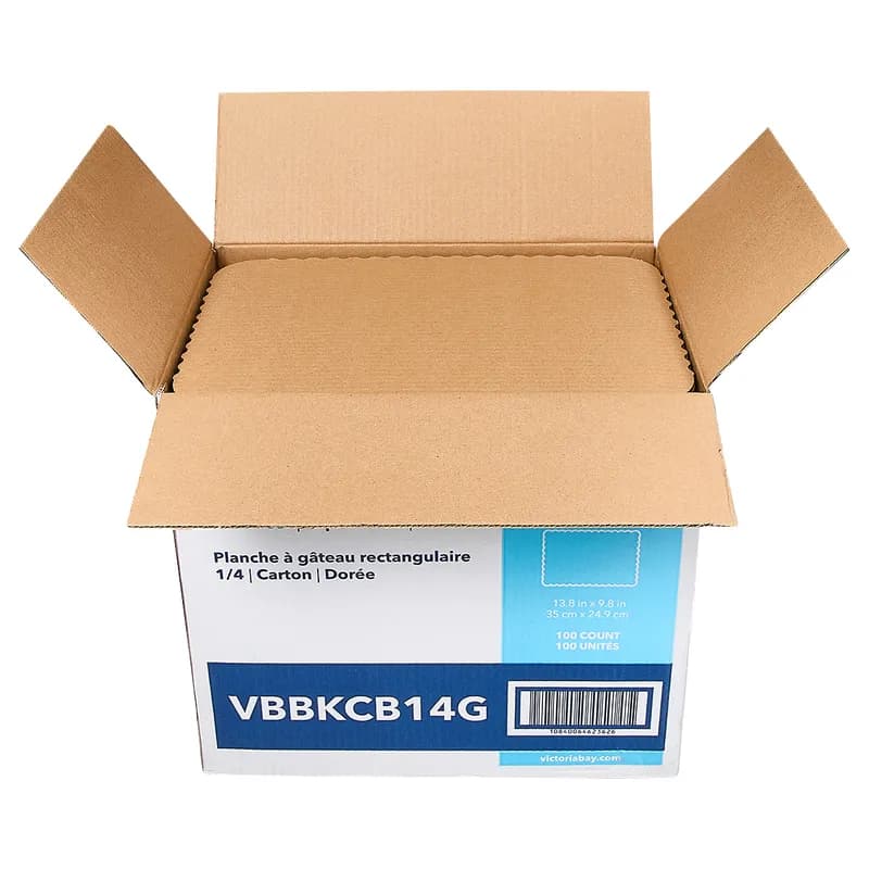 Victoria Bay Cake Board 1/4 Size Paper Gold Rectangle Scalloped 100/Case