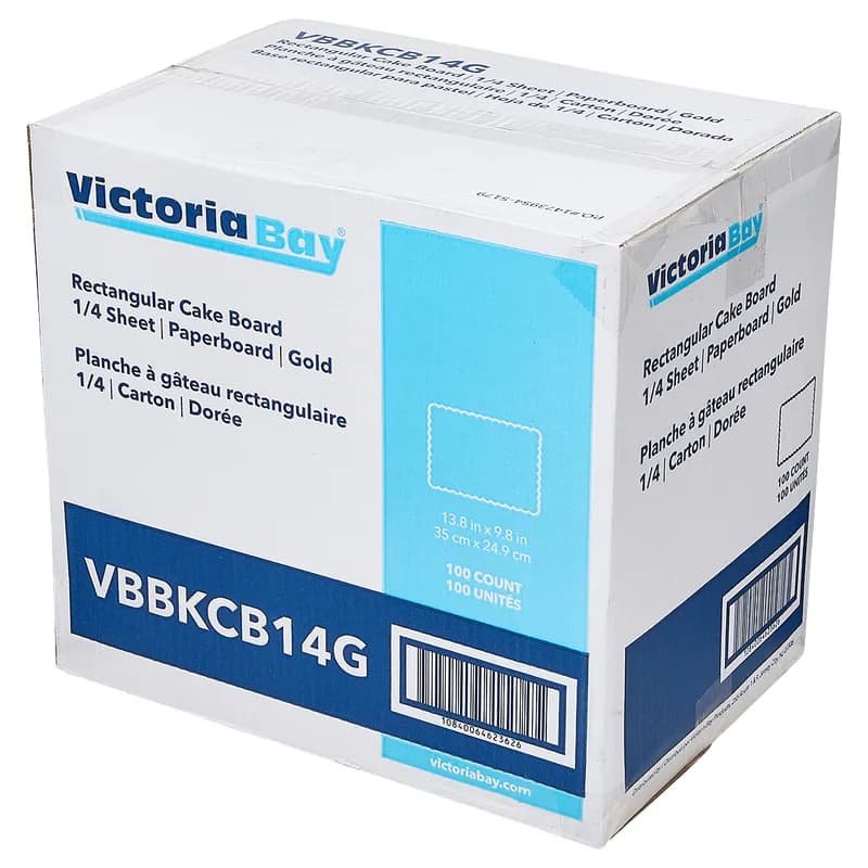 Victoria Bay Cake Board 1/4 Size Paper Gold Rectangle Scalloped 100/Case