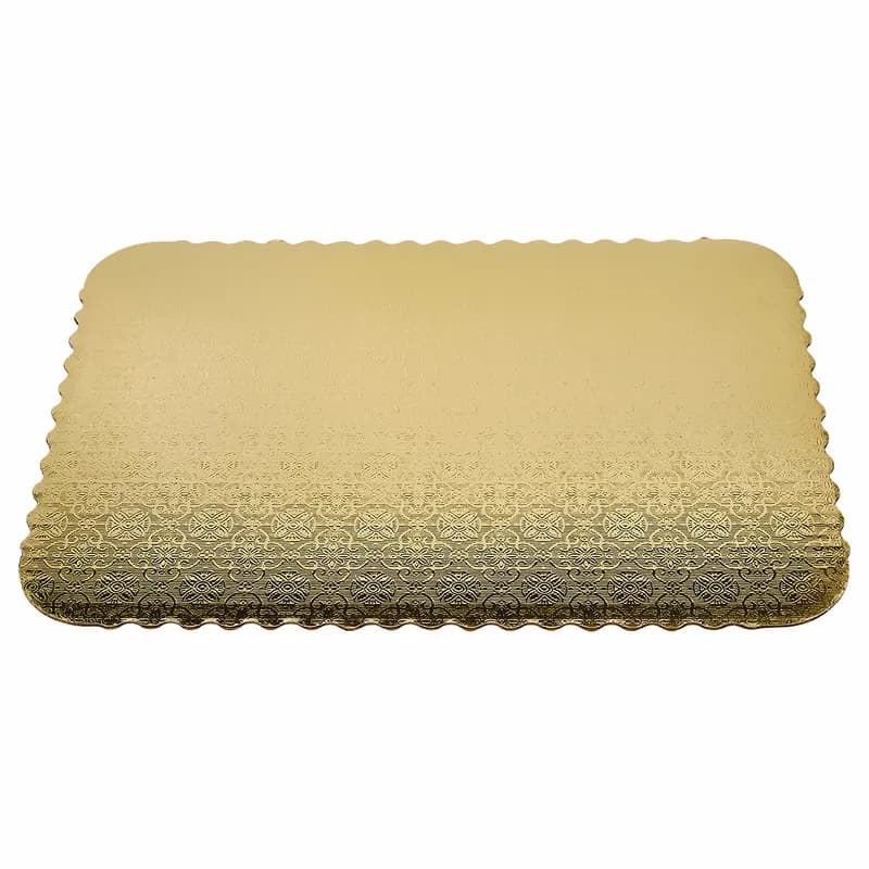 Victoria Bay Cake Board 1/4 Size Paper Gold Rectangle Scalloped 100/Case
