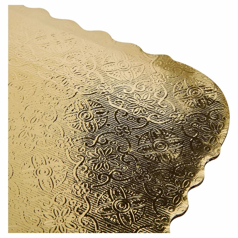 Victoria Bay Cake Board 1/4 Size Paper Gold Rectangle Scalloped 100/Case