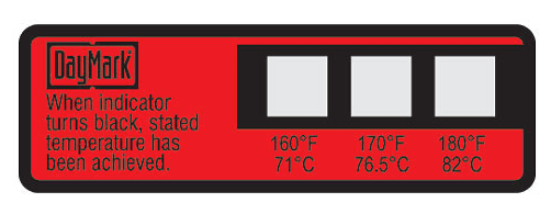 Thermostrip® Dishwasher Temp Label 3 Temperature Point 24/Pack