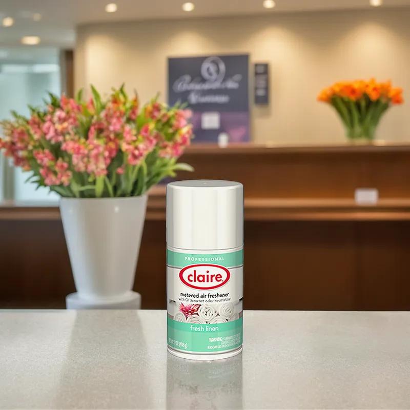 Claire Air Freshener Fresh Linen Aerosol 7 FLOZ Metered Refill 12/Case