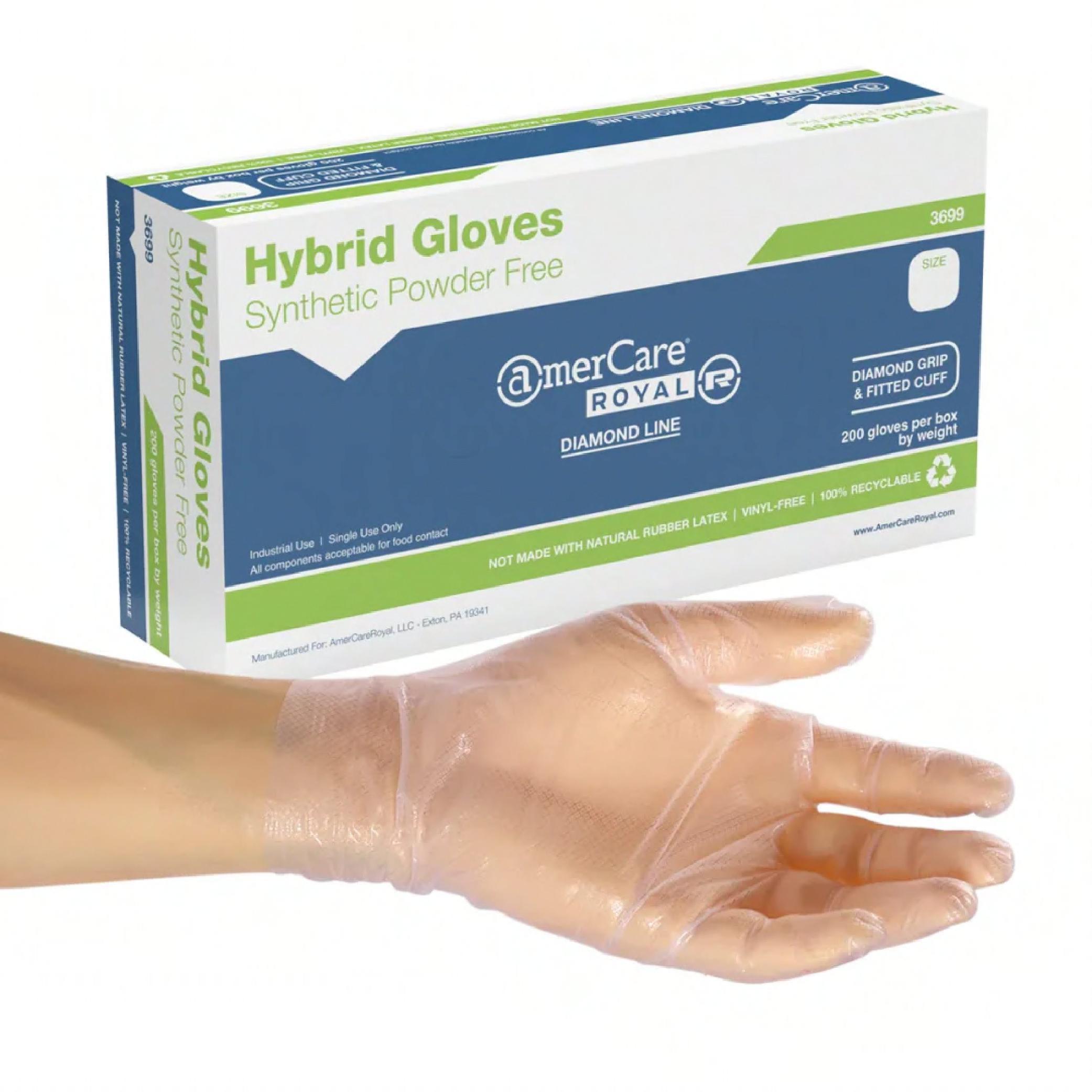 Diamond Line Gloves XXL Clear Synthetic Powder-Free Hybrid Diamond Grip 900/Case