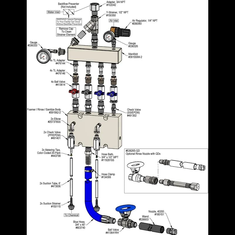 Uni-Body 517 1-Hose Sanitize, Rinse & LC Foam System 1/Each