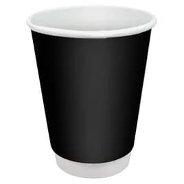 Victoria Bay Hot Cup Double Wall Poly-Coated Paper Black Fluted 500/Case