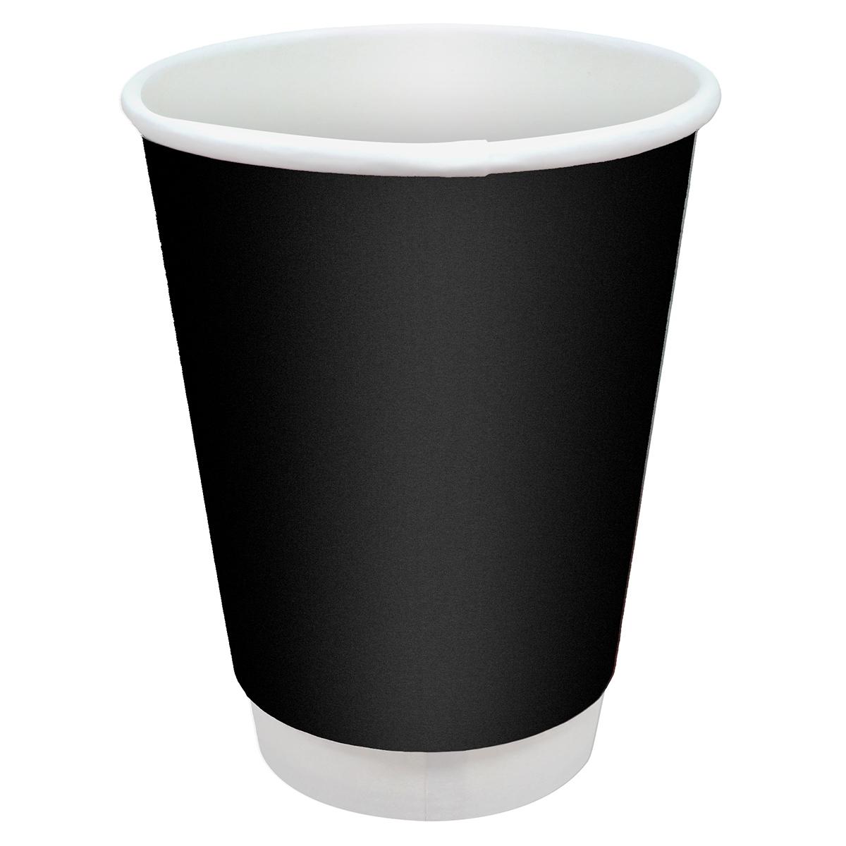 Victoria Bay Hot Cup Double Wall Poly-Coated Paper Black Fluted 500/Case