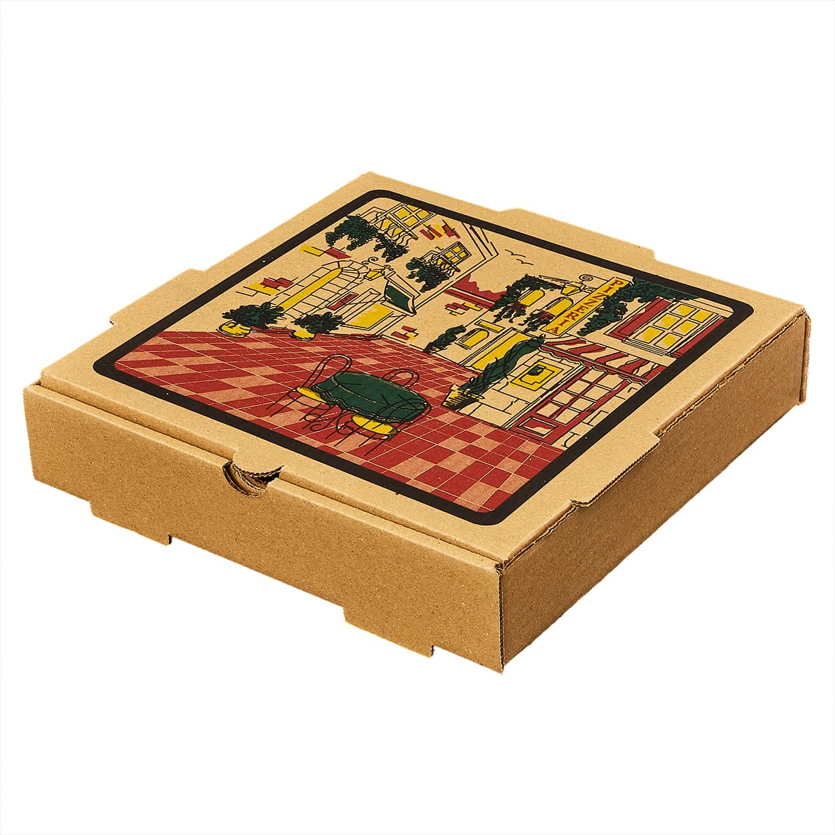 Victoria Bay Pizza Box 10X10X2 IN Corrugated Cardboard Kraft Printed Square B-Flute 50/Bundle