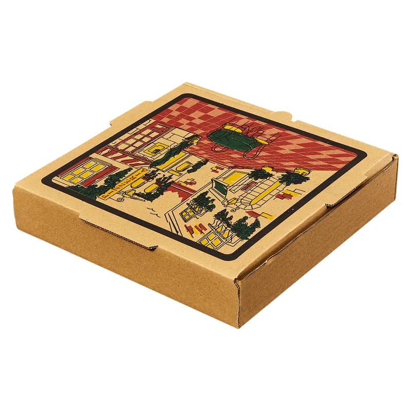 Victoria Bay Pizza Box 10X10X2 IN Corrugated Cardboard Kraft Printed Square B-Flute 50/Bundle