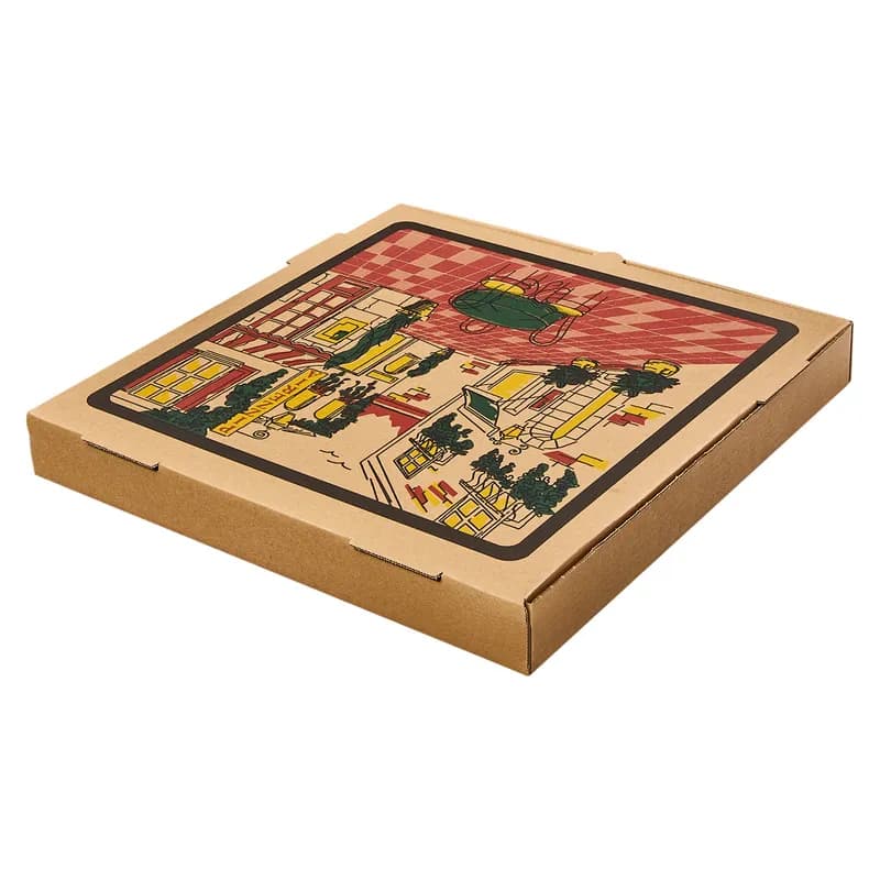 Victoria Bay Pizza Box 16X16X2 IN Corrugated Cardboard Kraft Printed Square B-Flute 50/Bundle
