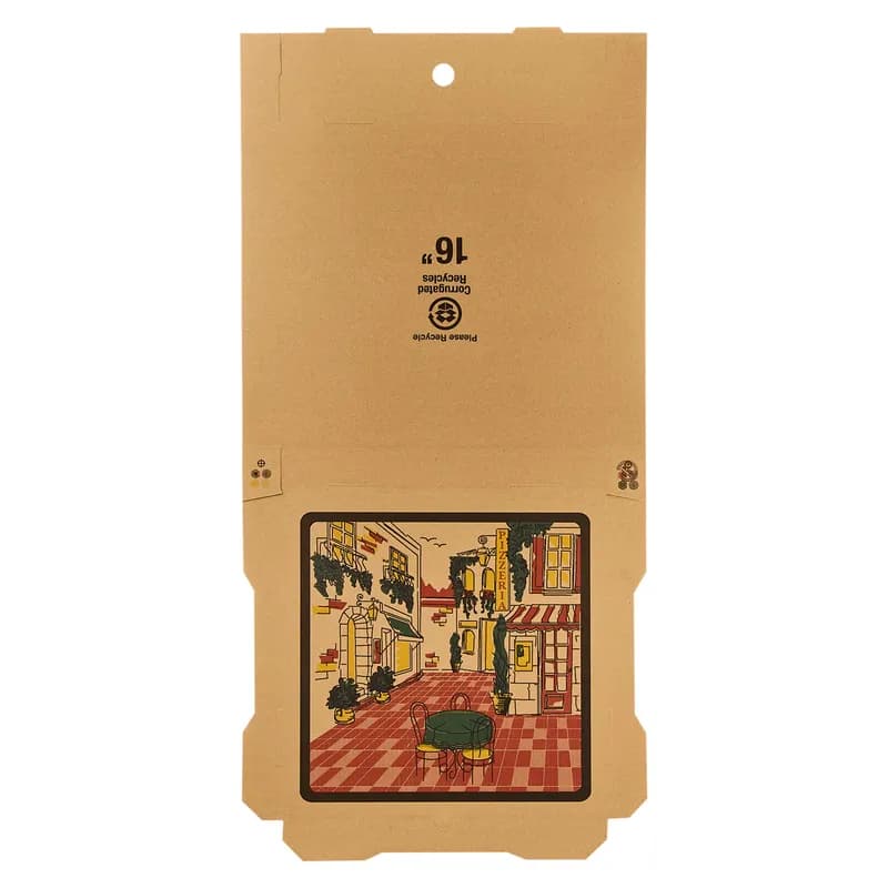 Victoria Bay Pizza Box 16X16X2 IN Corrugated Cardboard Kraft Printed Square B-Flute 50/Bundle