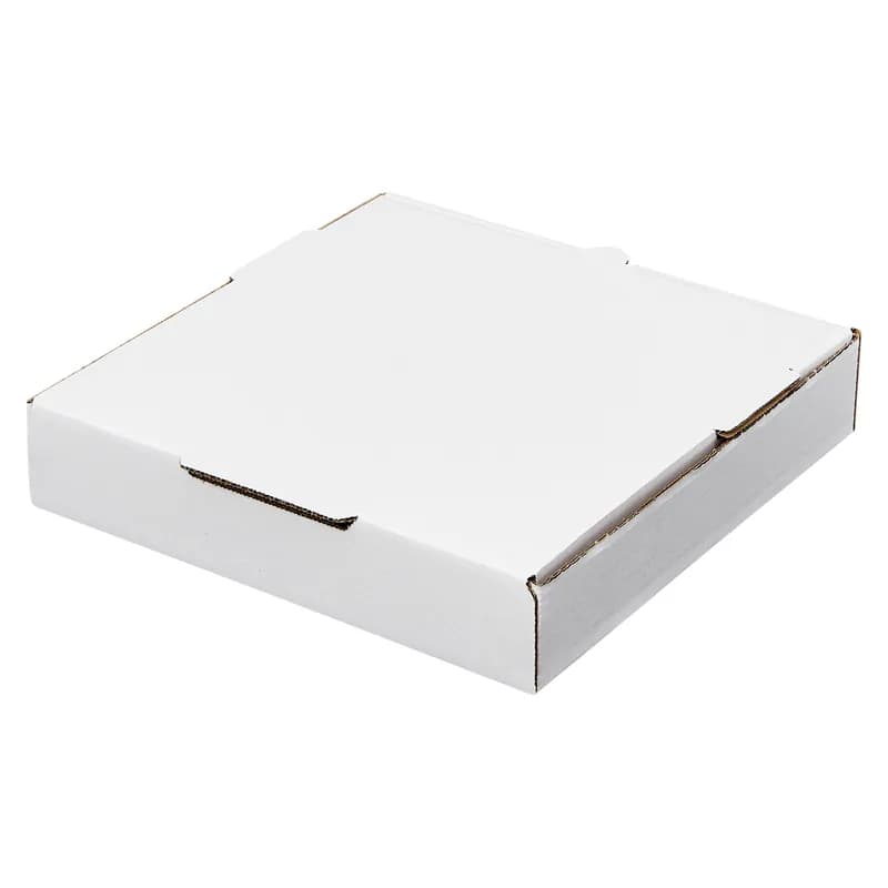 Victoria Bay Pizza Box 10X10X2 IN Corrugated Cardboard White Plain Square B-Flute 50/Bundle
