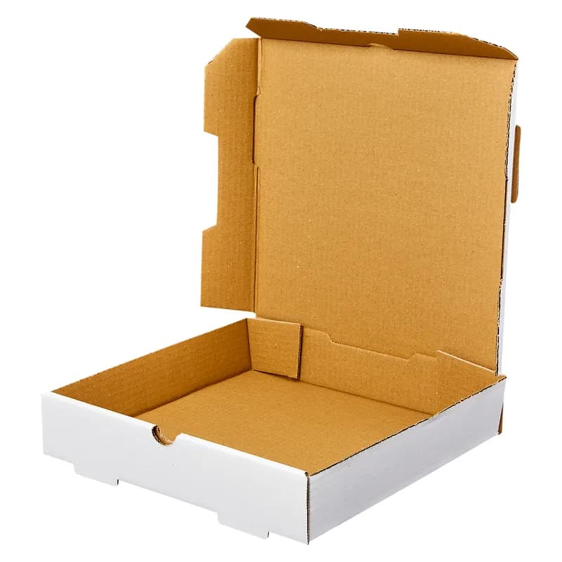 Victoria Bay Pizza Box 10X10X2 IN Corrugated Cardboard White Plain Square B-Flute 50/Bundle