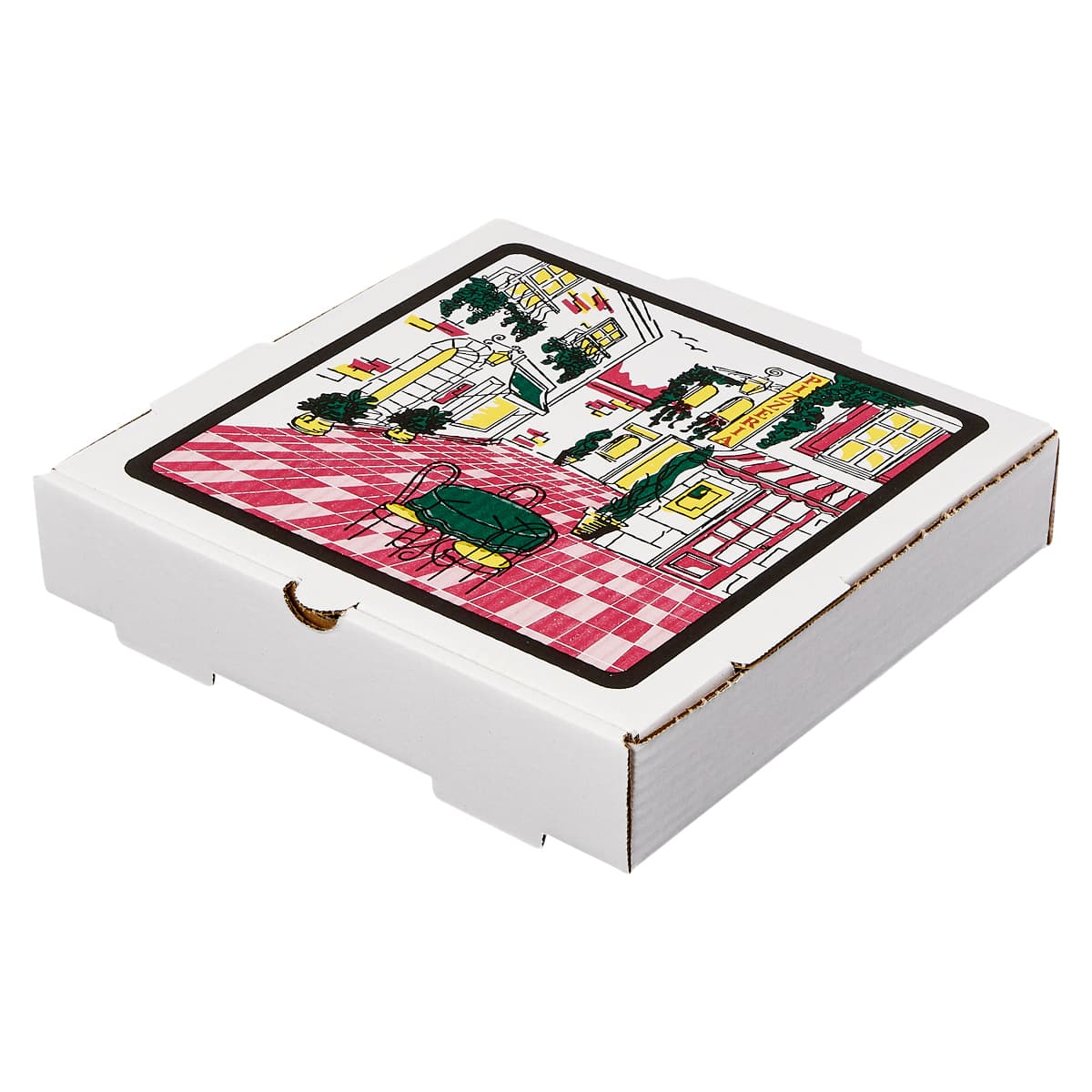Victoria Bay Pizza Box 10X10X2 IN Corrugated Cardboard White Printed Square B-Flute 50/Bundle