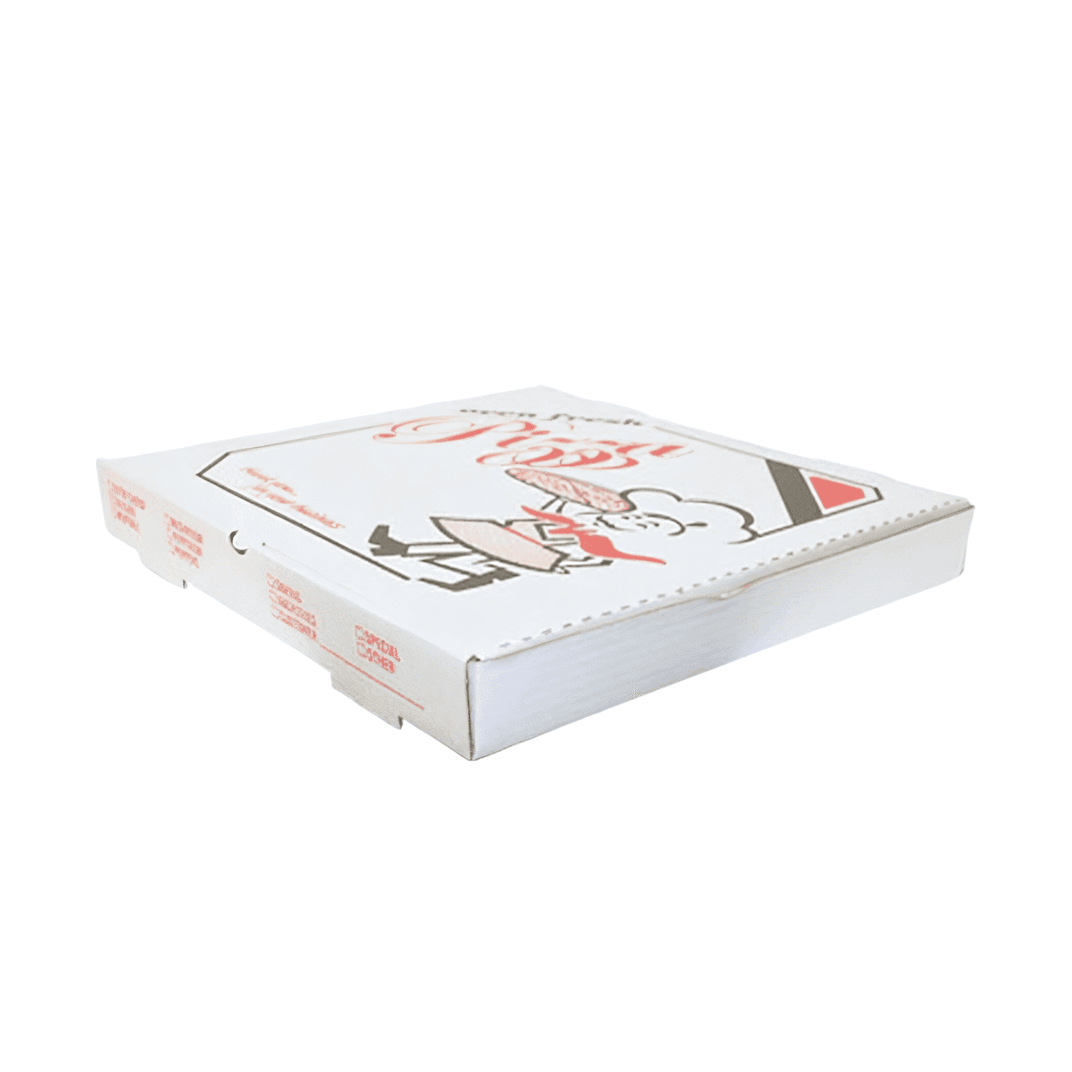 Victoria Bay Pizza Box 12X12X2 IN Corrugated Cardboard White Printed Square B-Flute 50/Bundle