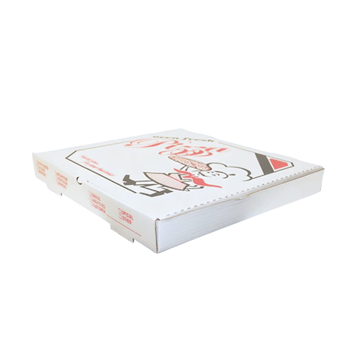 Victoria Bay Pizza Box 12X12X2 IN Corrugated Cardboard White Printed Square B-Flute 50/Bundle