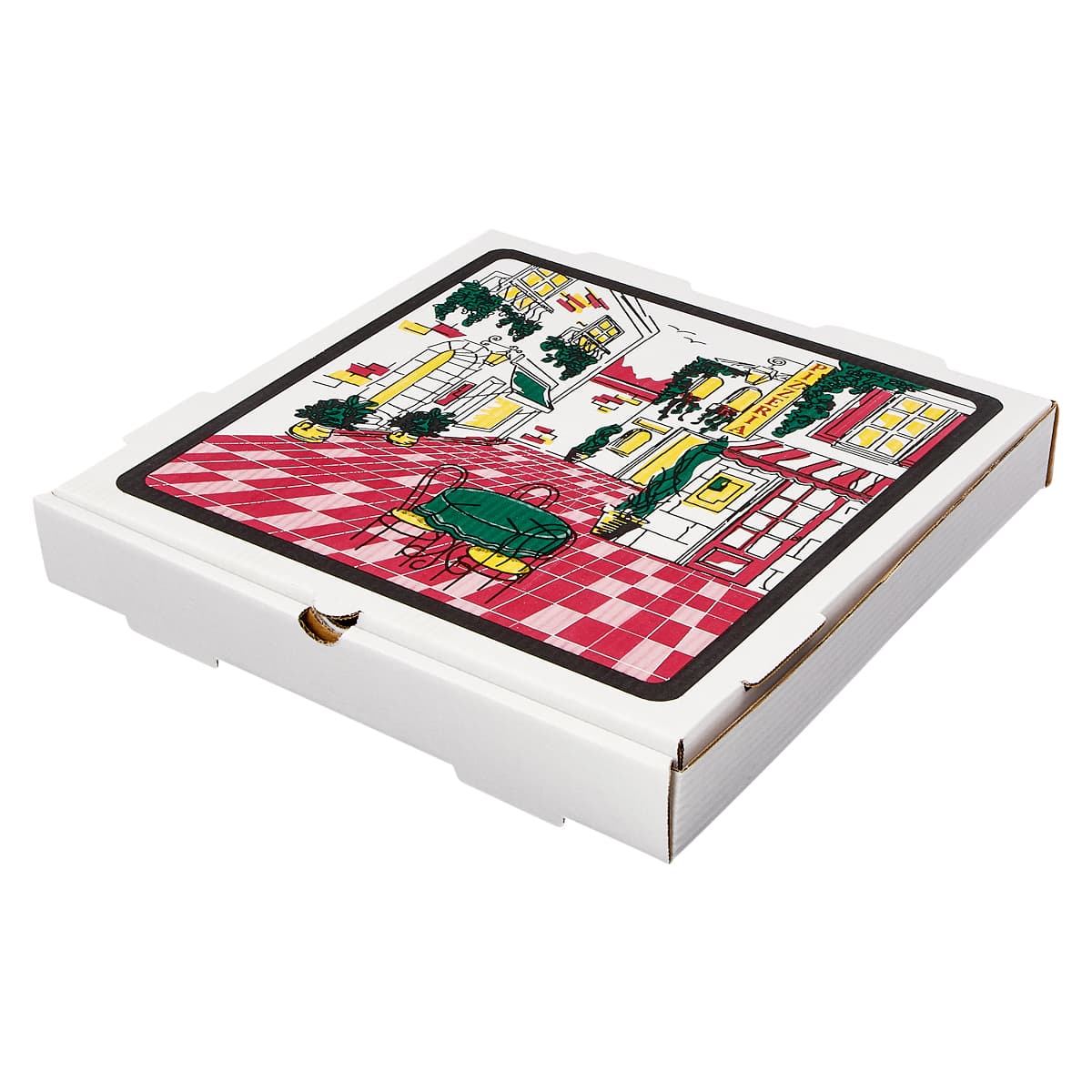 Victoria Bay Pizza Box 14X14X2 IN Corrugated Cardboard White Printed Square B-Flute 50/Bundle