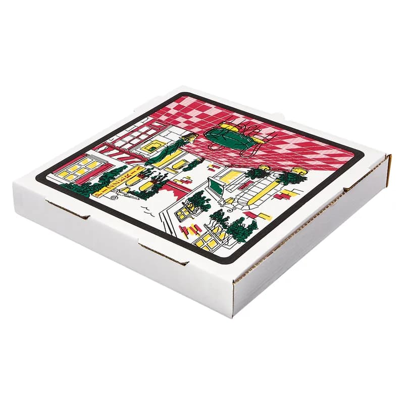 Victoria Bay Pizza Box 14X14X2 IN Corrugated Cardboard White Printed Square B-Flute 50/Bundle