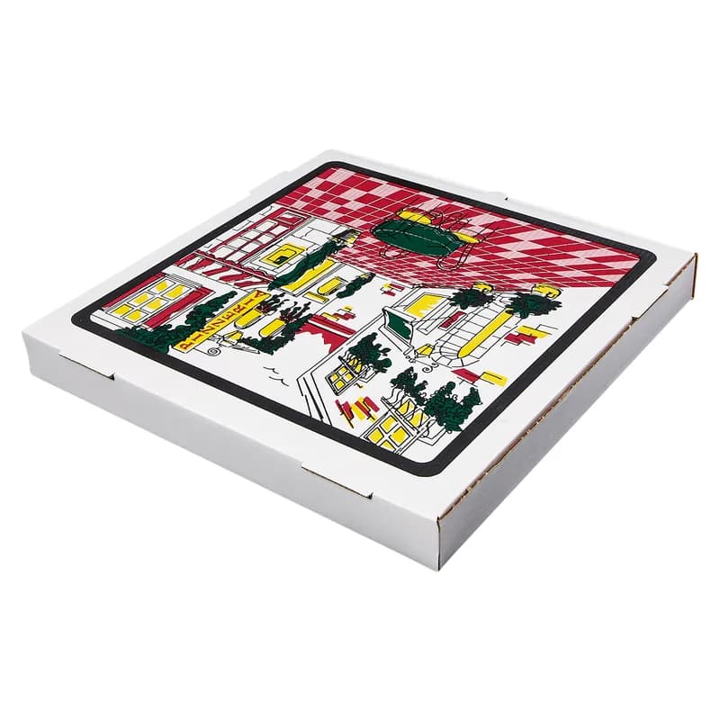 Victoria Bay Pizza Box 18X18X2 IN Corrugated Cardboard White Printed Square B-Flute 50/Bundle
