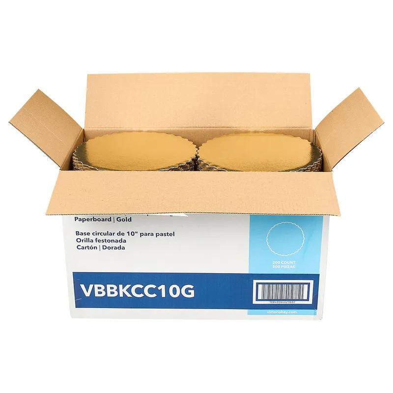 Victoria Bay Cake Circle 10 IN Paper Gold Round Scalloped 200/Case