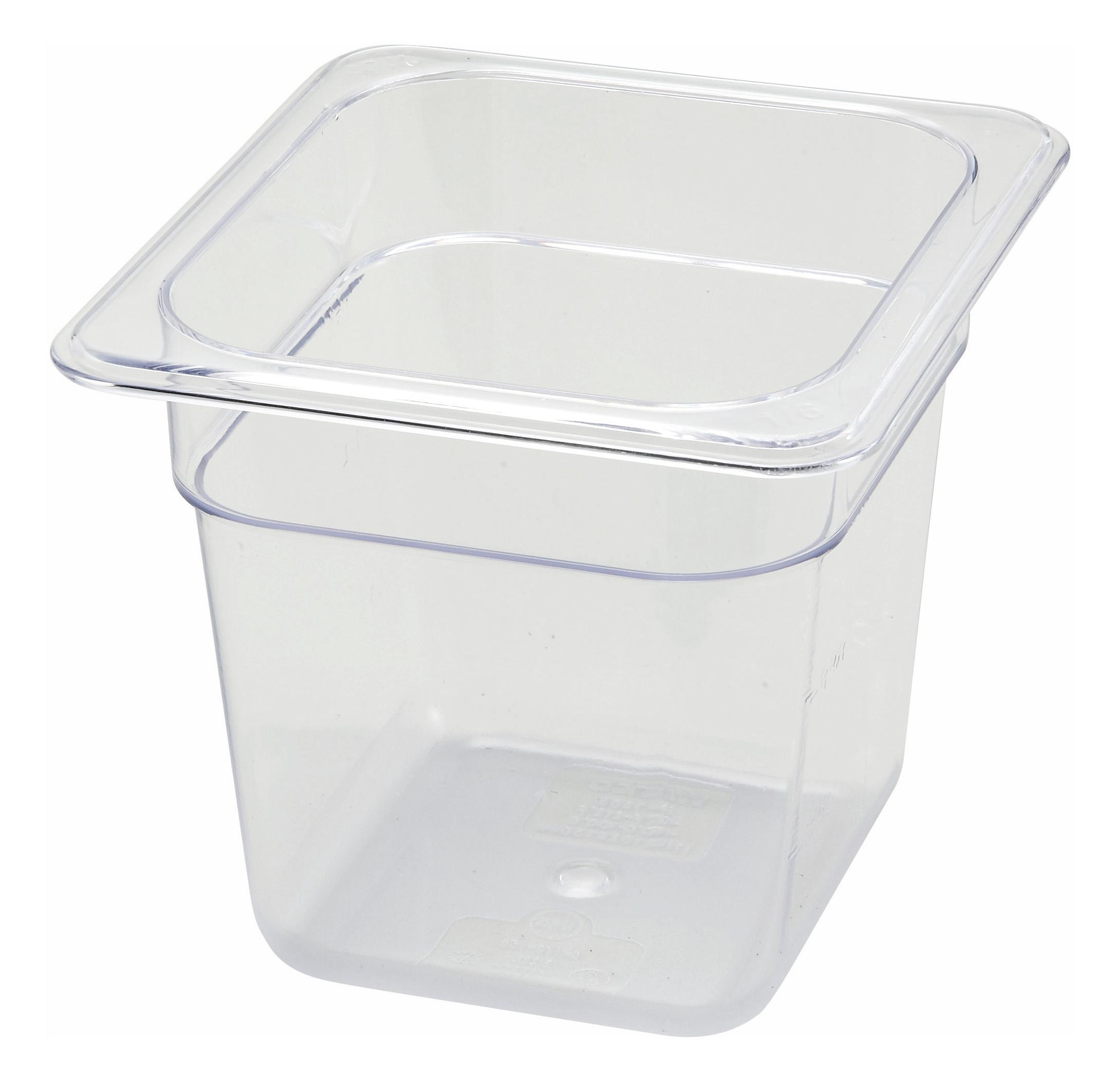 Food Pan 1/6 Size 6.875X6.3125X5.8125 IN Square Plastic 1/Each