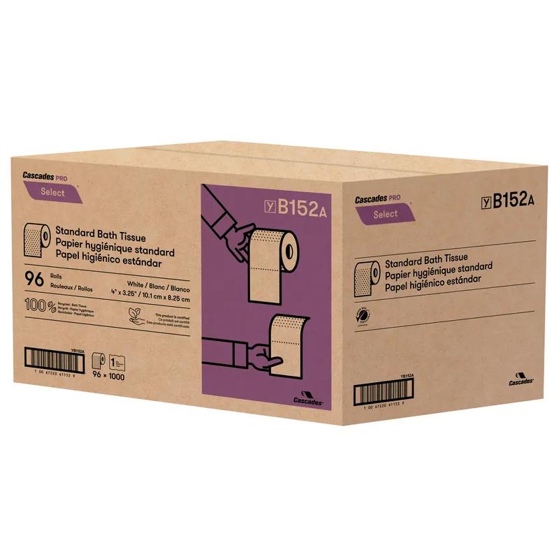 Cascades PRO Toilet Paper & Tissue Roll 4X3.25 IN 1000 FT 1PLY White 96/Case