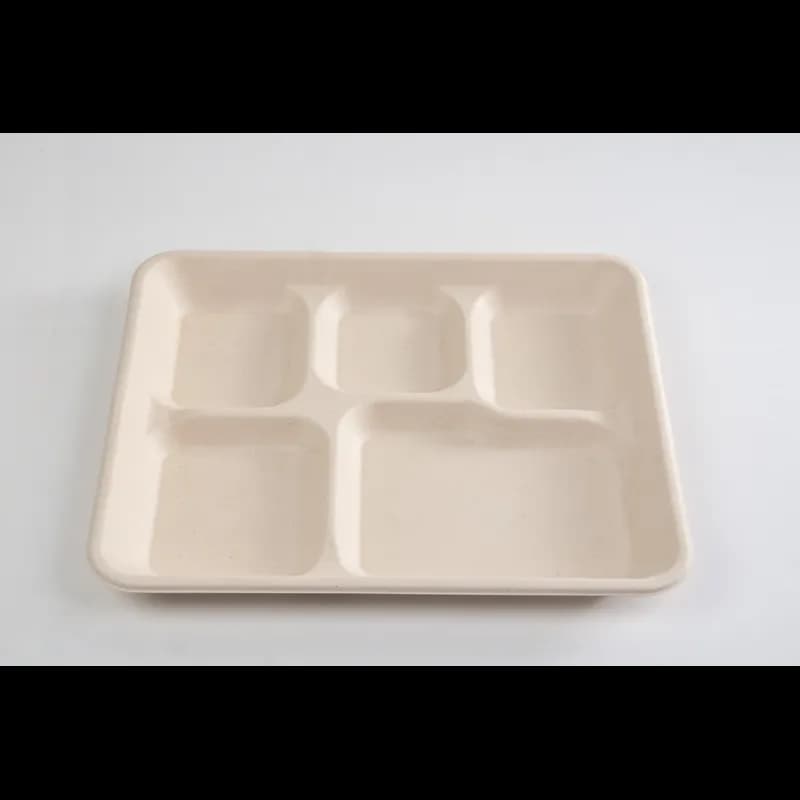 Cafeteria & School Lunch Tray 5 Compartment Molded Fiber 125 Count/Pack 4 Packs/Case 500 Count/Case
