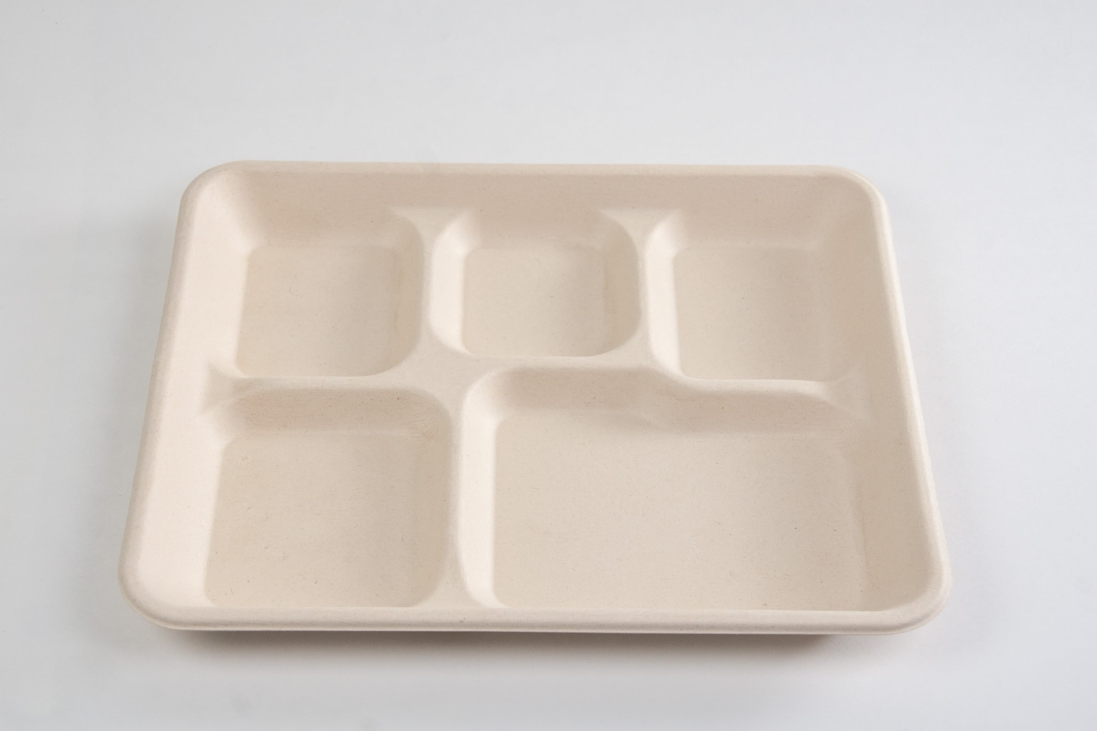Cafeteria & School Lunch Tray 5 Compartment Molded Fiber 125 Count/Pack 4 Packs/Case 500 Count/Case