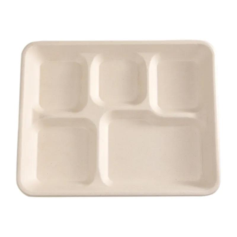 Cafeteria & School Lunch Tray 5 Compartment Molded Fiber 125 Count/Pack 4 Packs/Case 500 Count/Case