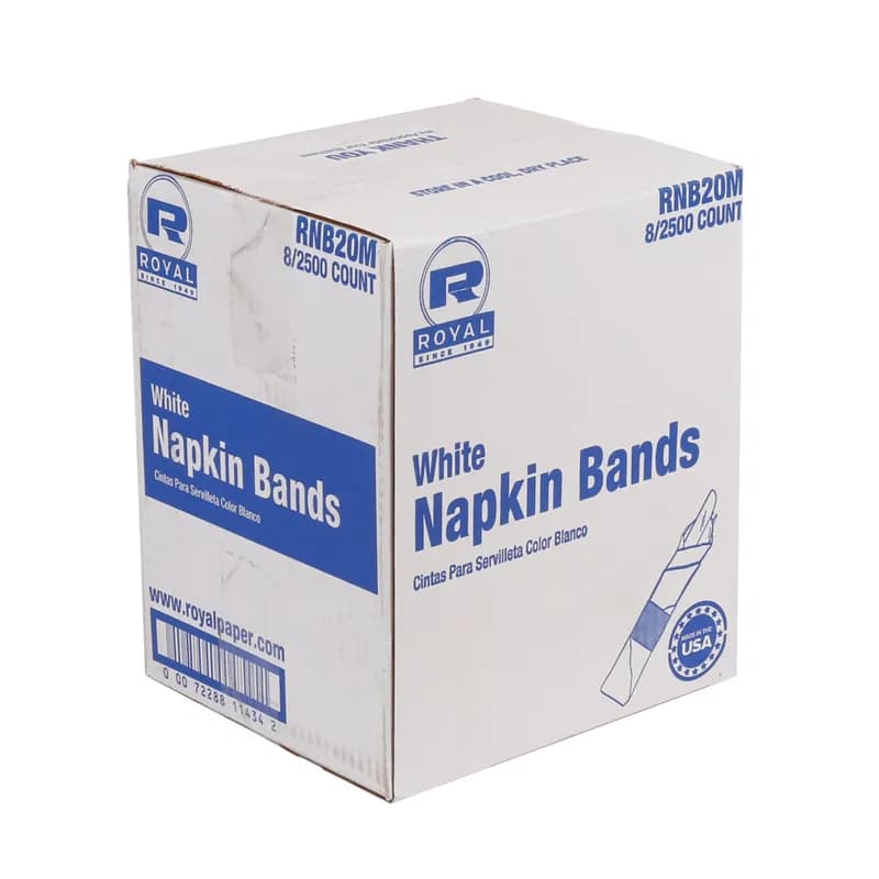 Napkin Bands White Paper 2500 Count/Pack 8 Packs/Case 20000 Count/Case
