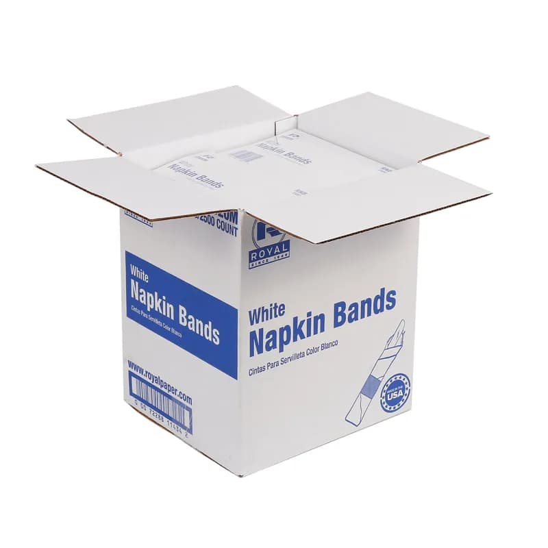 Napkin Bands White Paper 2500 Count/Pack 8 Packs/Case 20000 Count/Case