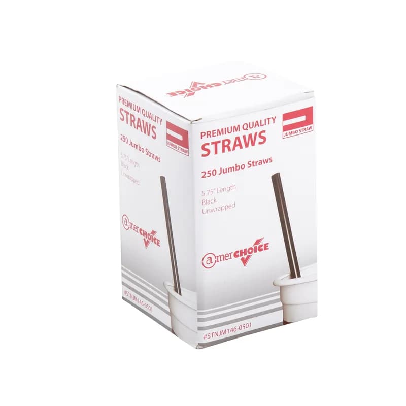 Soda Jumbo Straw 5.75 IN Black Unwrapped 12500/Case