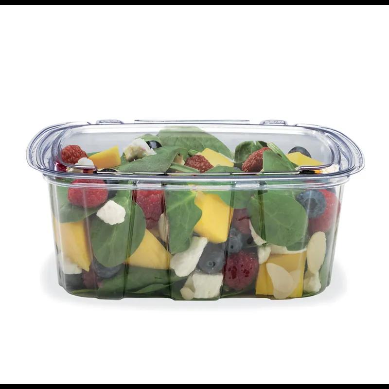 Crystal Seal® Deli Container Hinged With Flat Lid 32 OZ PET Clear Rectangle 164/Case