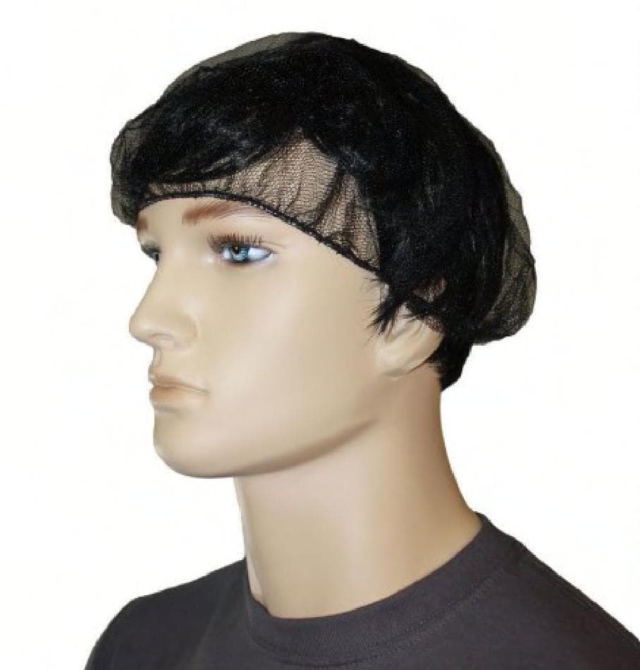 Hairnet 24 IN Black Heavyweight Polyester Mesh 100 Count/Bag 10 Bags/Case 1000 Count/Case