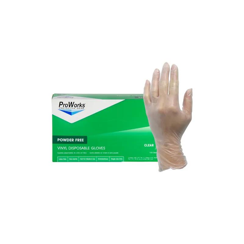 ProWorks® Gloves Large (LG) Clear 3MIL Vinyl Powder-Free 100 Count/Box 10 Box/Case
