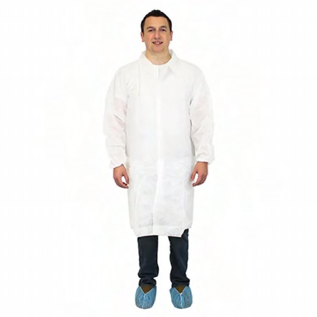 PolyLite® Lab Coat 5XL White PP No Pockets Elastic Wrists 30/Case