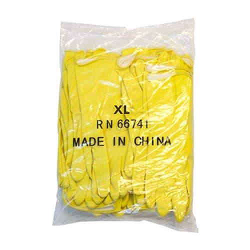 Safety Zone® Gloves XL 12 IN Yellow 16MIL Latex Flock Lined Rolled Cuff Diamond Grip 12 Count/Pack
