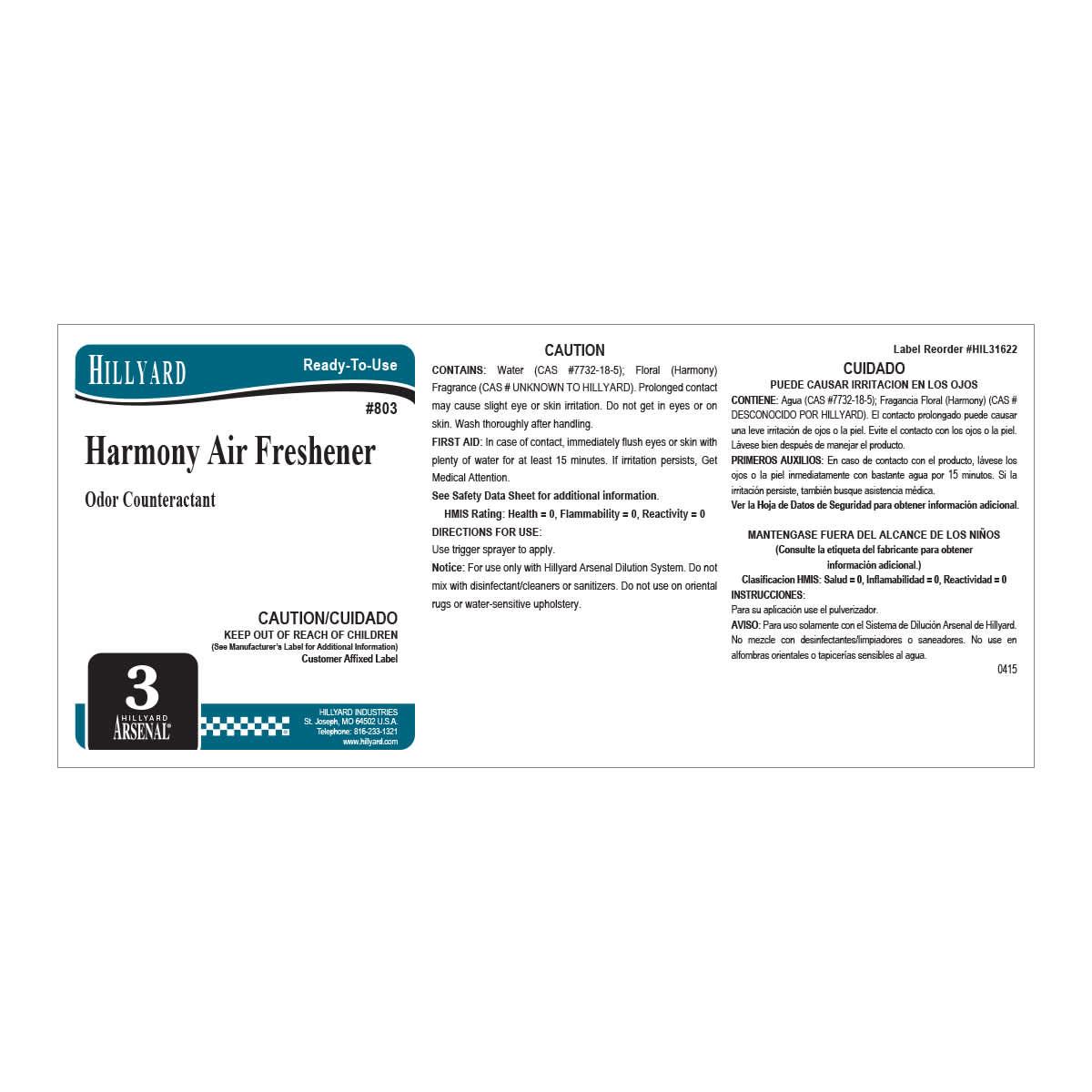 Arsenal® One #803 Harmony Product Label Paper 25/Pack